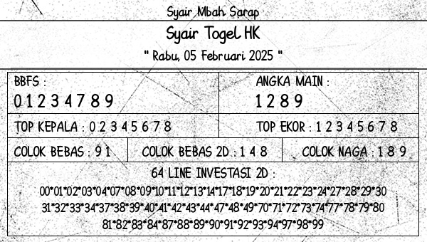 Syair Mbah Sarap - Syair Togel HK